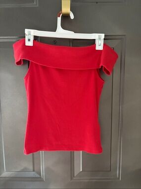 Hollister Off-Shoulder Red Ribbed Camisole